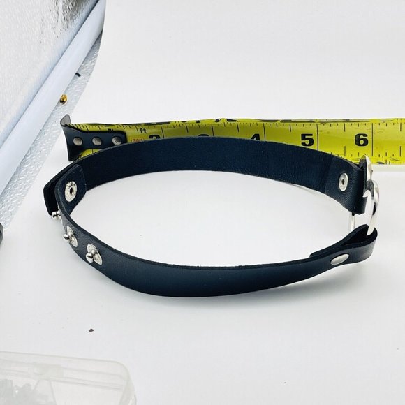 Faux Leather Collar Necklace Open Heart Charm Silver Tone Love Punk Rocker Goth - Picture 4 of 5